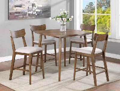 The Crown Mark Weldon collection dining table with matching chairs and décor 