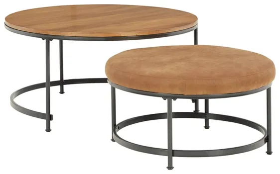Front view of the Signature Design by Ashley Drezmoore nesting coffee table set 