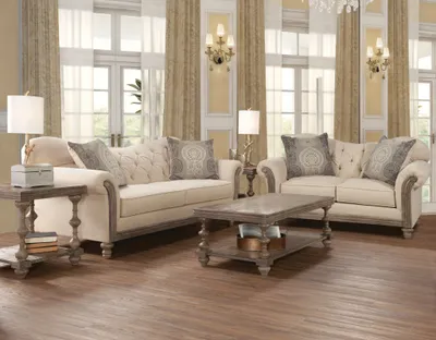 A Hughes Furniture traditional sofa and love seat set 