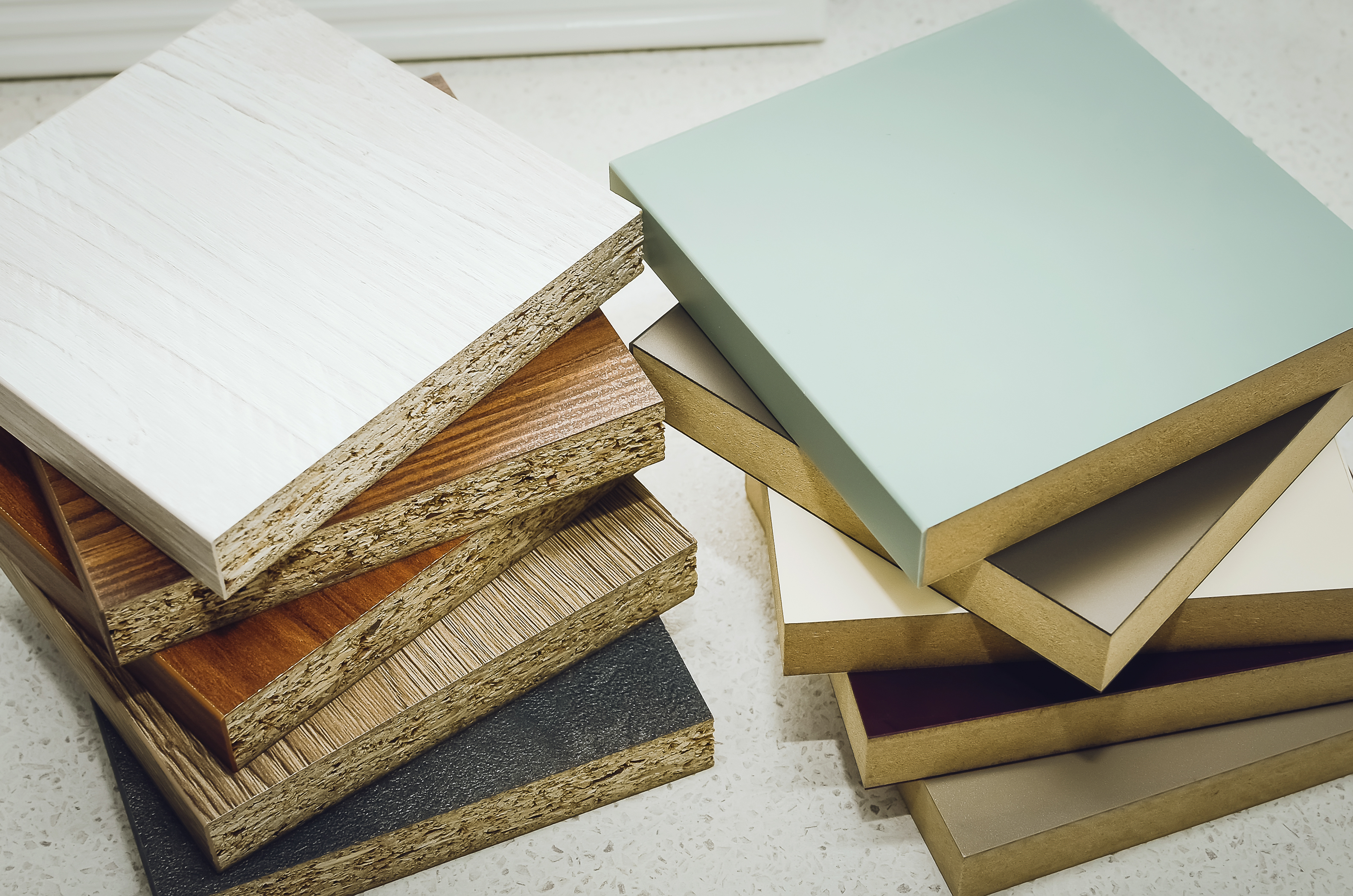 Various samples of particleboard 