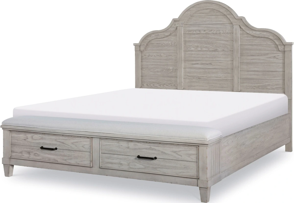 The Legacy Classic Modern queen-sized arched panel bed with storage 