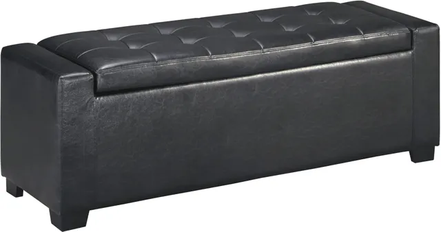 Signature Design by Ashley tufted leather storage bench 
