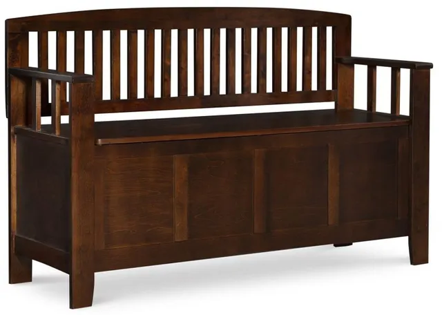 Front view of Linon foyer storage bench