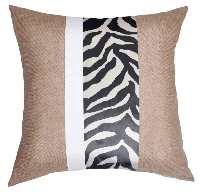 Front view of the Stylecraft Dann Foley Lifestyle collection throw pillow with zebra print 