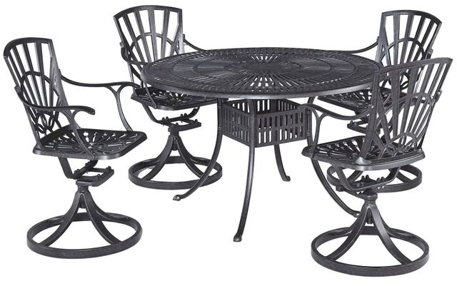 Stock photo of a metal outdoor patio dining set. 