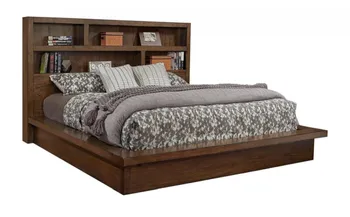 The aspenhome Modern Loft bookcase bed with bedding and decor