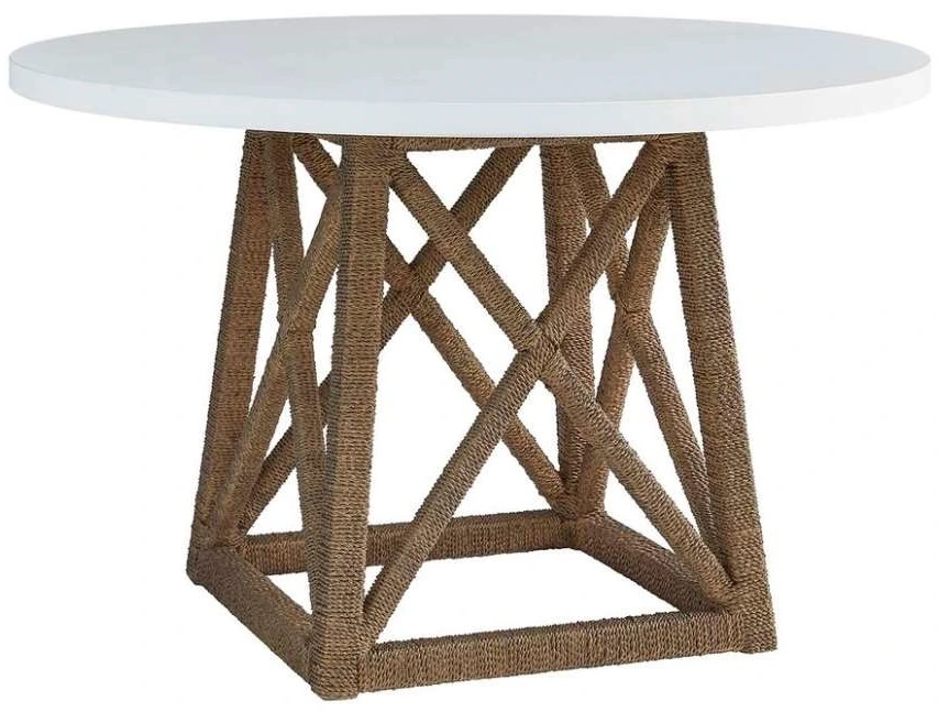 Front view of the Legacy Classic Modern by Rachael Ray white round dining room table 