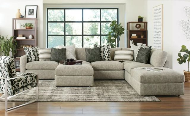 front view of a modular sectional sofa in a modern living room