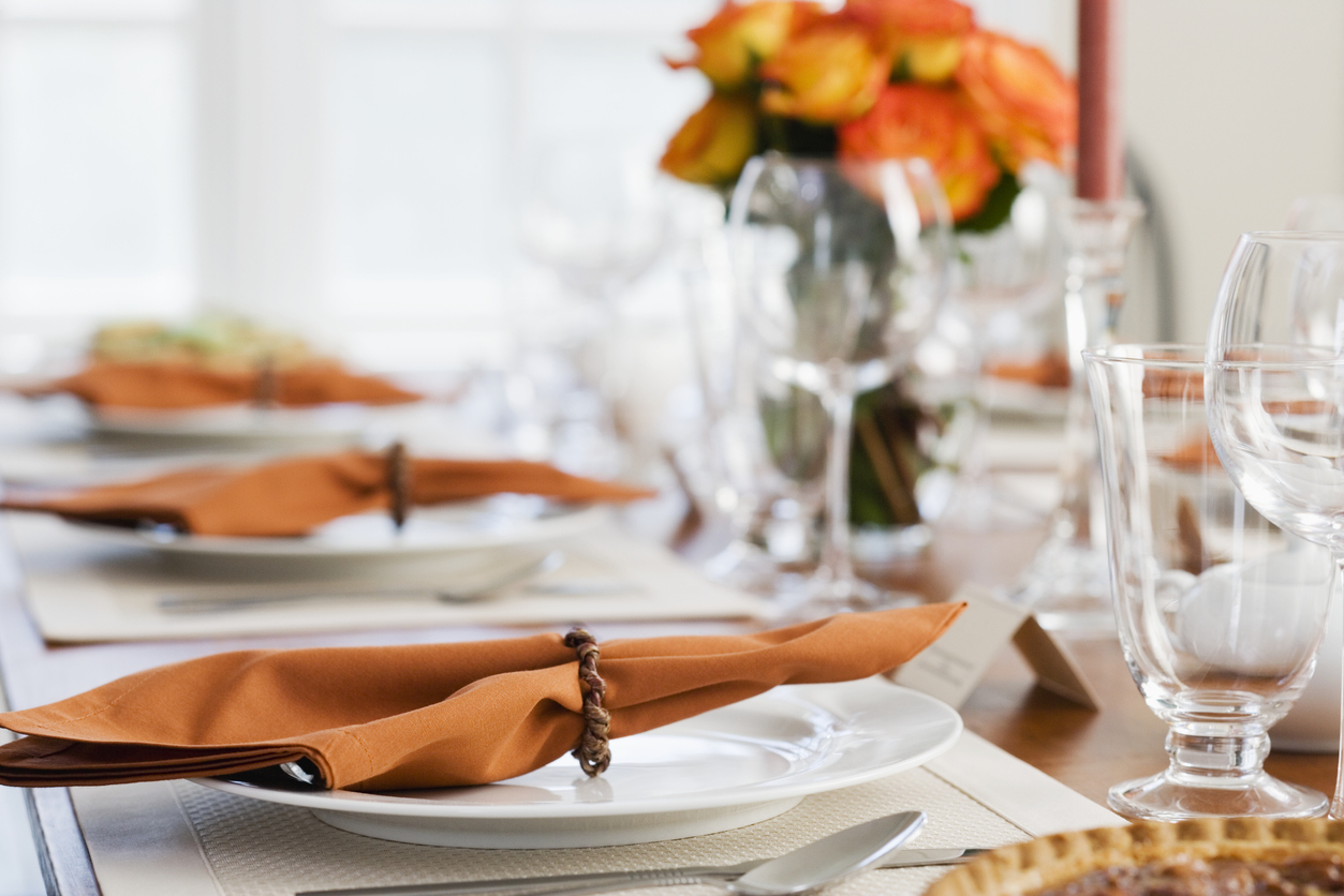 closeup of table napkin with napkin ring