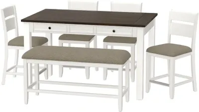 Emerald Home 6 Piece Cocoa Mile White Dining Set