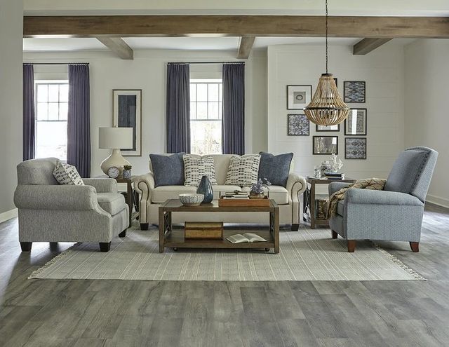 blue and ivory living room seating