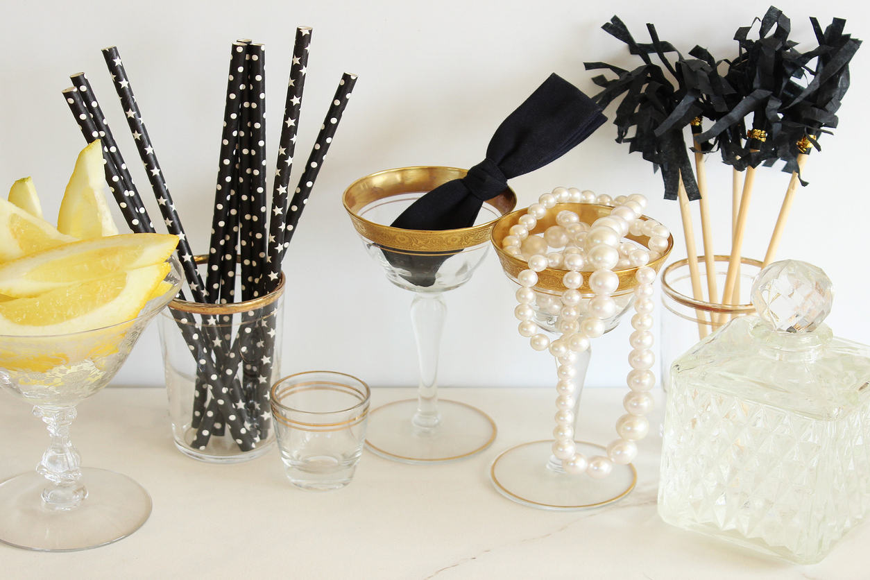 elegant drink bar with fashion accessories