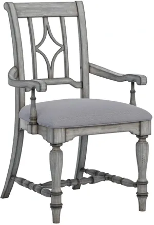 Flexsteel Weathered Graywash Upholstered Arm Dining Chair