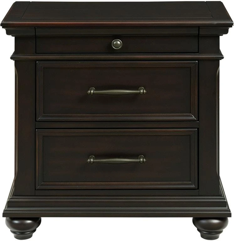 Front view of the Elements International Slater wooden nightstand 