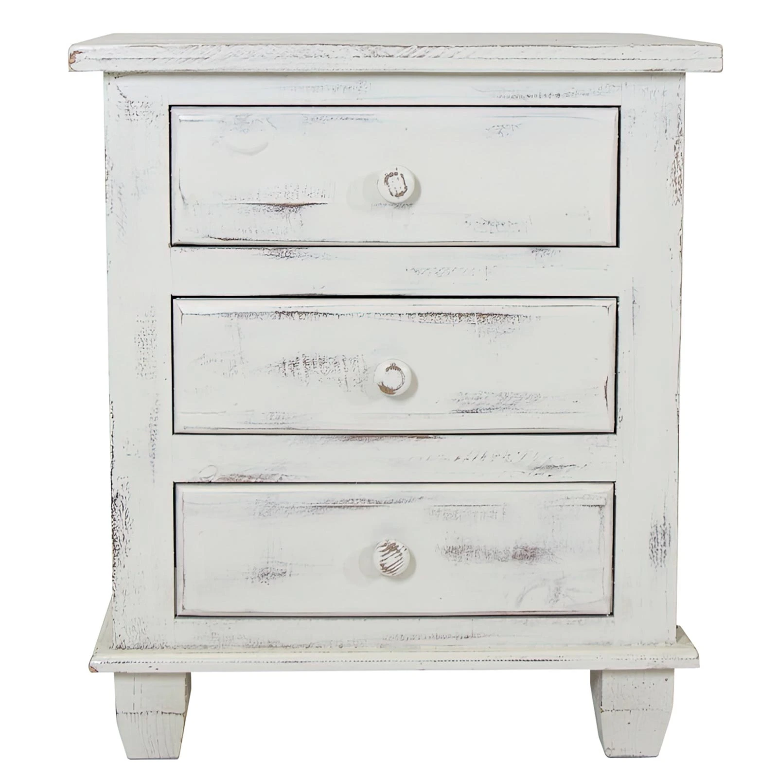 Front view of the Vintage Furniture Joanna wooden nightstand 