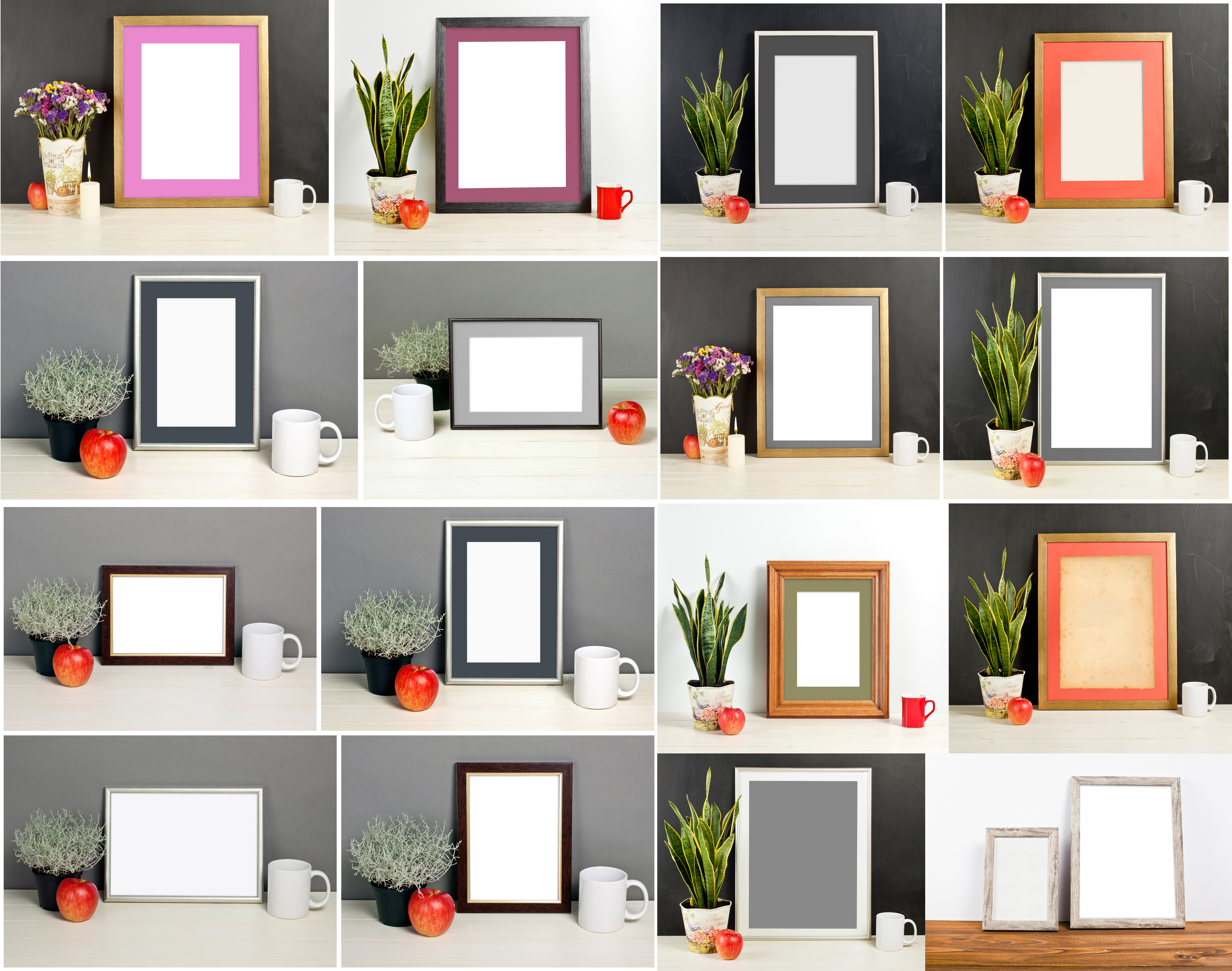 An assortment of plants and picture frames 