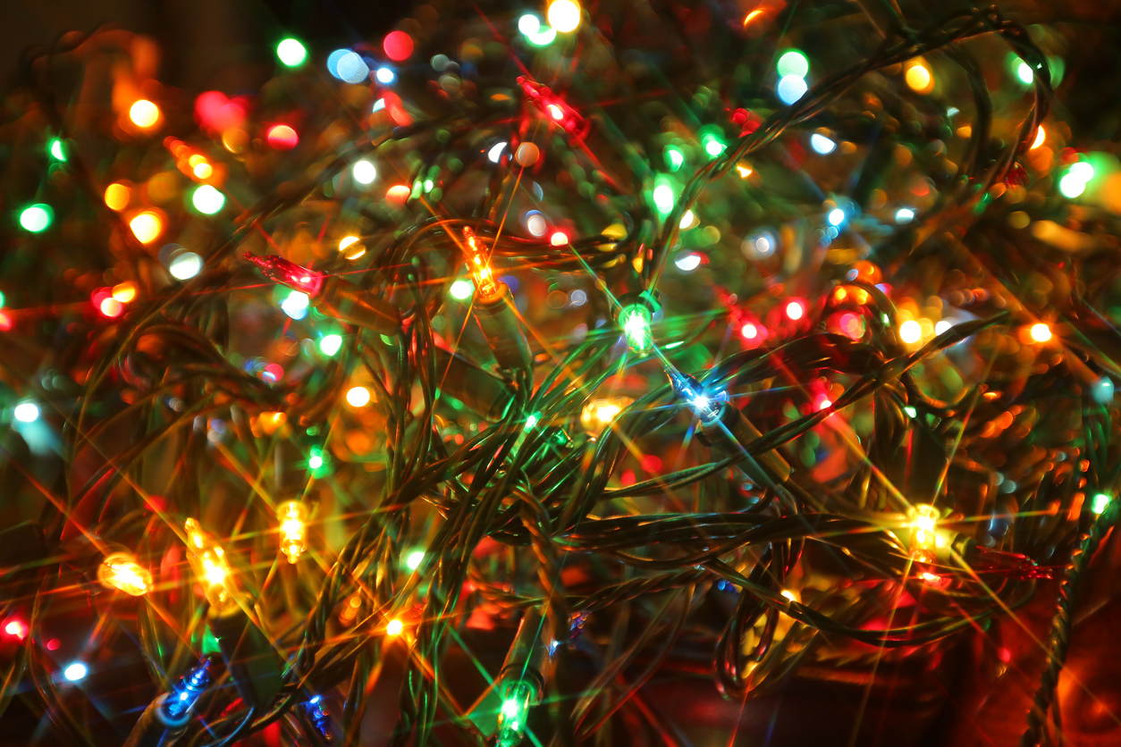 closeup of Christmas lights