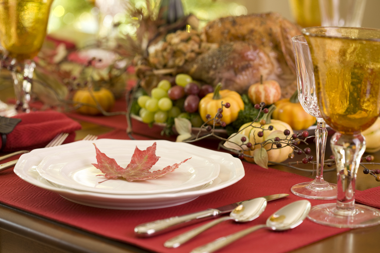 close up of Thanksgiving table setting