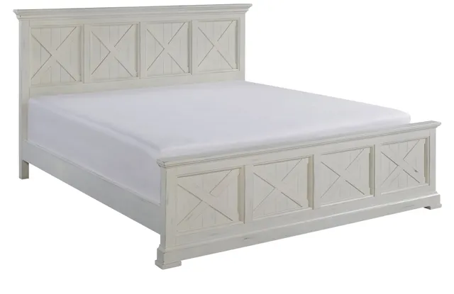 Homestyle Seaside Lodge Hand Rubbed White King Bed Frame