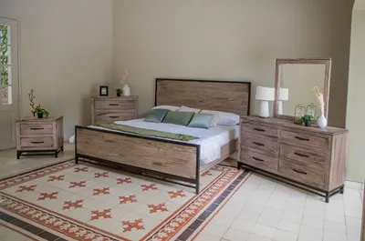 International Furniture Direct Blacksmith Brown Queen Panel Bed