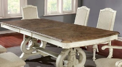 The Furniture of America Arcadia extendable dining table with seating 