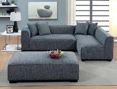 The Furniture of America Jaylene collection sectional and ottoman with décor 