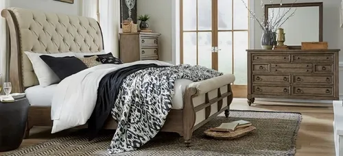 Liberty Furniture Americana Farmhouse Beigedusty Taupe Queen Sleigh Bed Set