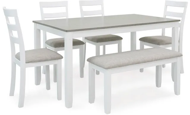 Front view of the Signature Design by Ashley Stonehollow 6-piece dining room set 