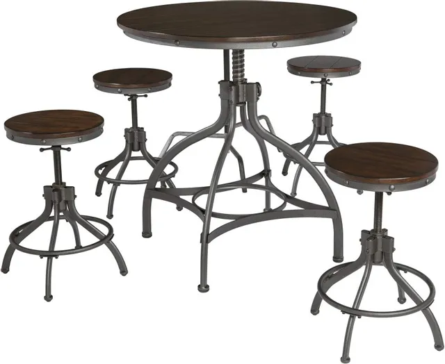 Front view of the Signature Design by Ashley Odium collection 5-piece dining room set 