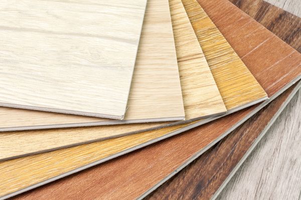 A close-up of various laminate floor samples 