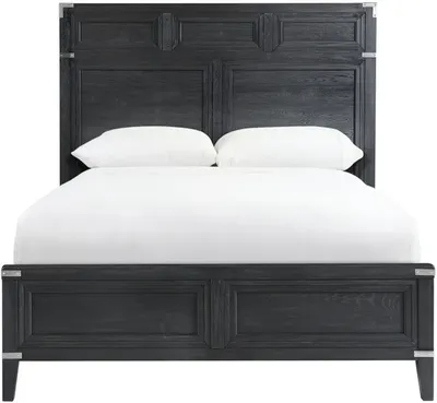The Intercon Laguna collection black bedframe with bedding 