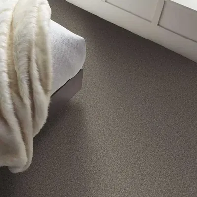 The Shaw Floor Pet Perfect Plus Artistic Fusion collection carpeting in a bedroom 
