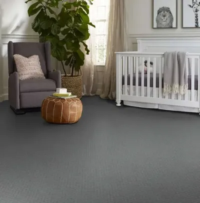 The Shaw Floors Caress by Shaw My Expression collection carpeting in a nursery 