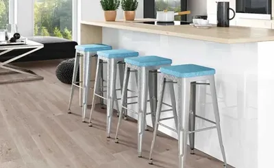 The COREtec Prescott collection vinyl flooring in a kitchen dining counter 