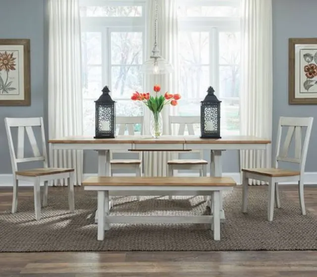 The Liberty Furniture Lindsey collection 6-piece dining table with bench 