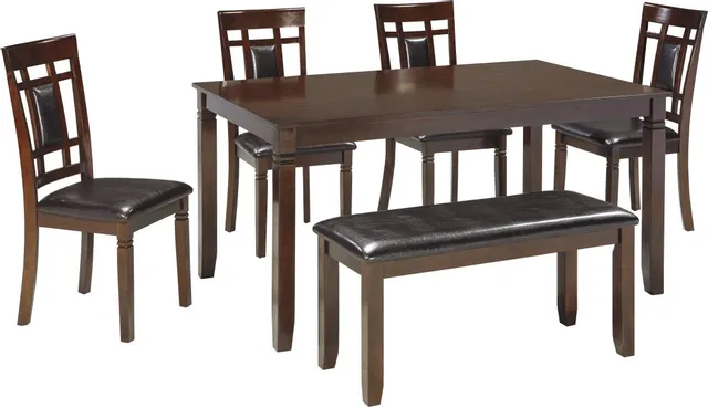 Front view of the Signature Design by Ashley Bennox collection 6-piece dining room set 