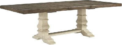Front view of the Signature Design by Ashley Bolanburg collection extendable table 
