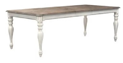 Front view of the Liberty Furniture Magnolia Manor collection extendable dining table