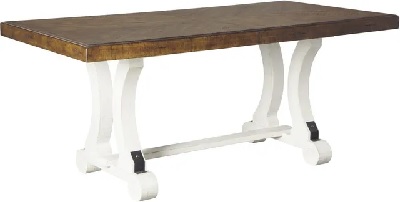 Front view of the Signature Design by Ashley Valebeck collection extendable dining room table 