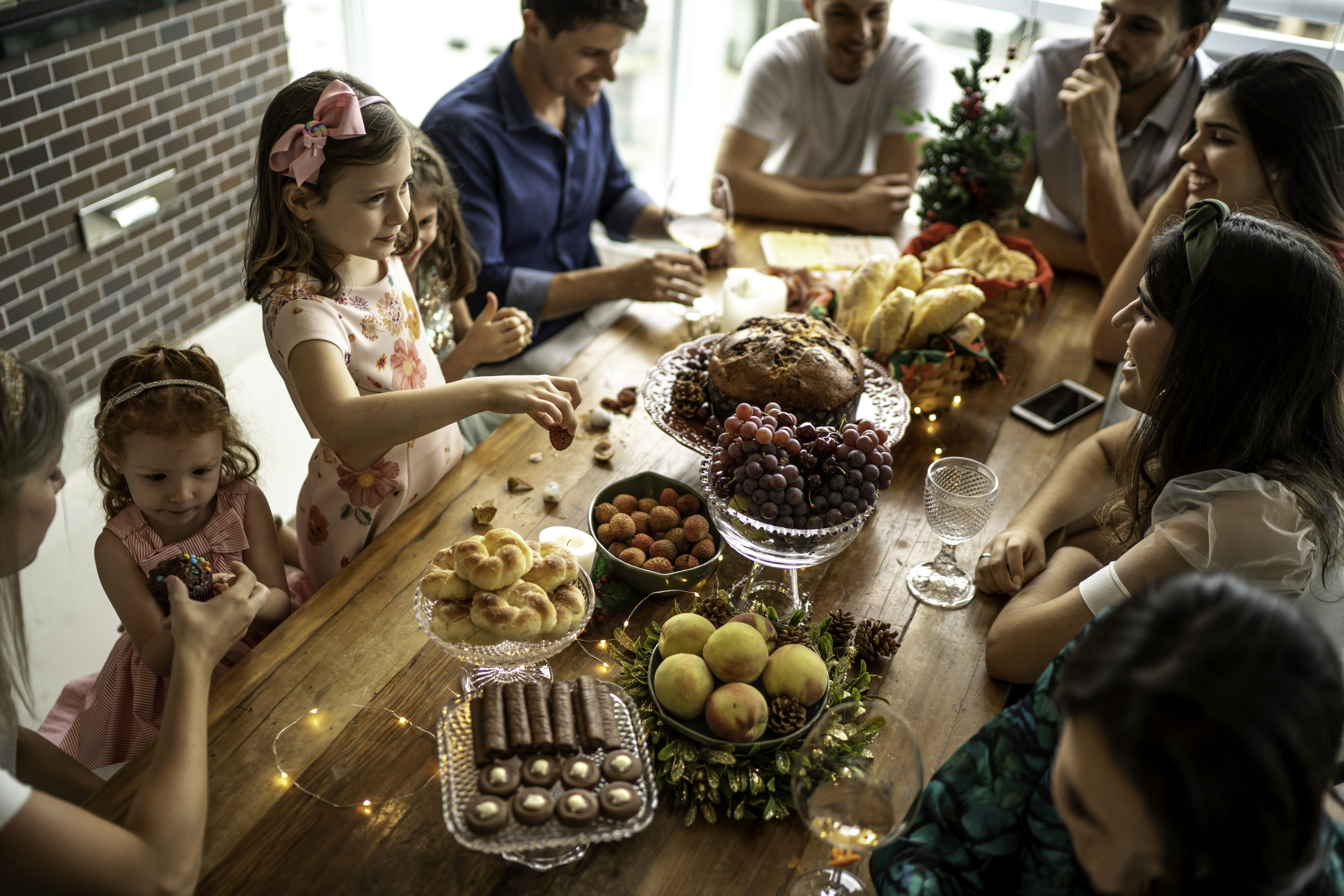 A family gathered around a table