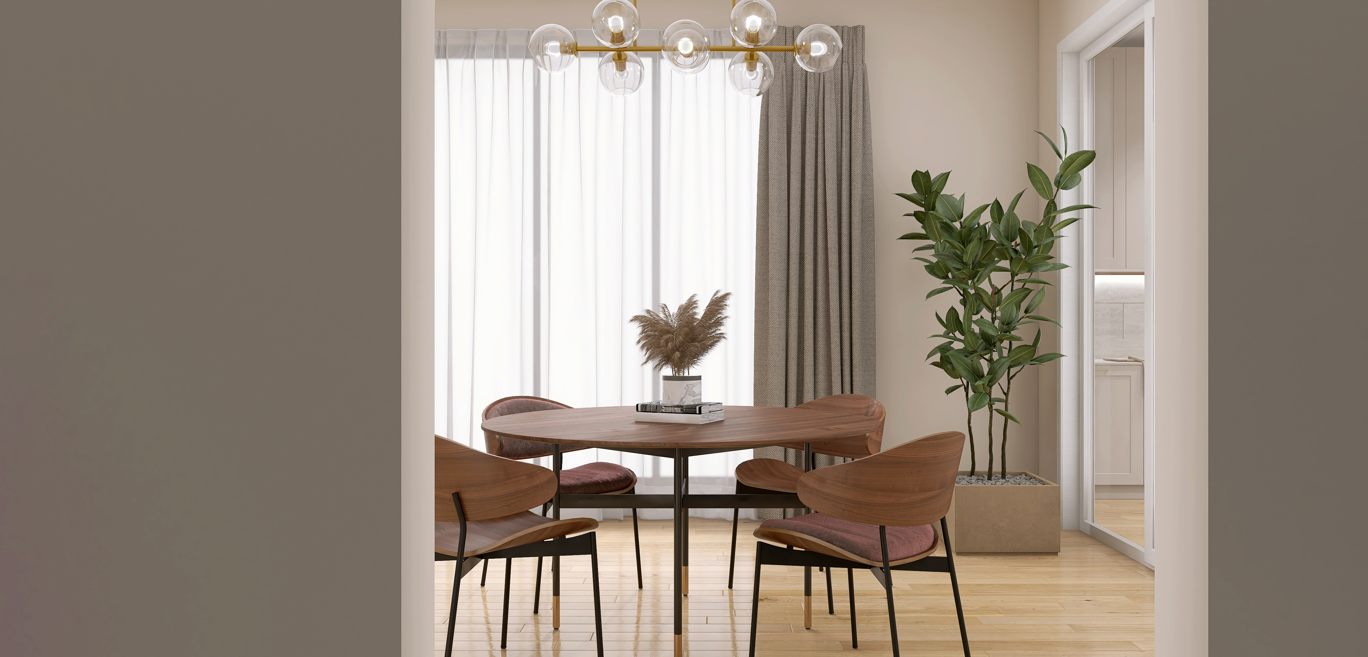 A mid-century style dining room 