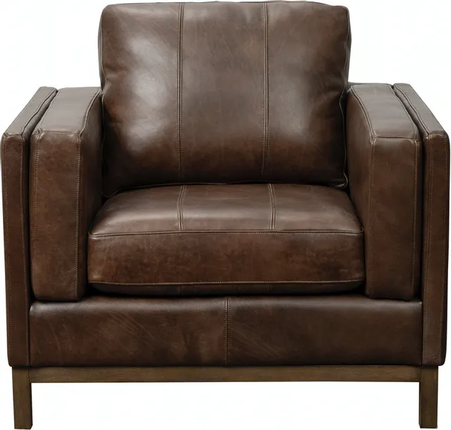Front view of the Pulaski Drake collection leather accent chair 
