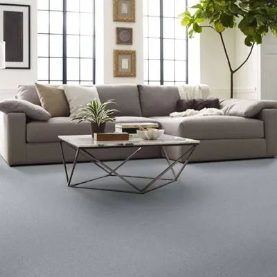 The Shaw Floors All Star Weekend III collection carpeting in a living room 