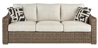 Front view of the Signature Design by Ashley Beachcroft collection outdoor sofa 
