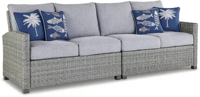 Front view of the Signature Design by Ashley Naples Beach collection outdoor sofa 