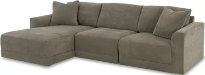 Front view of the Benchcraft Raeanna collection 3-piece sectional 