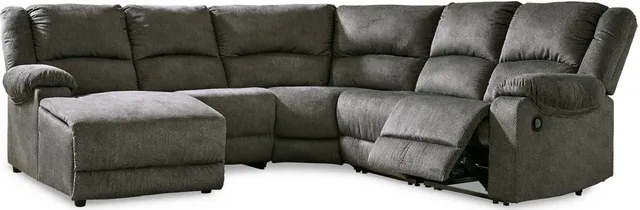 Front view of the Signature Design by Ashley Benlocke collection power sectional recliner 