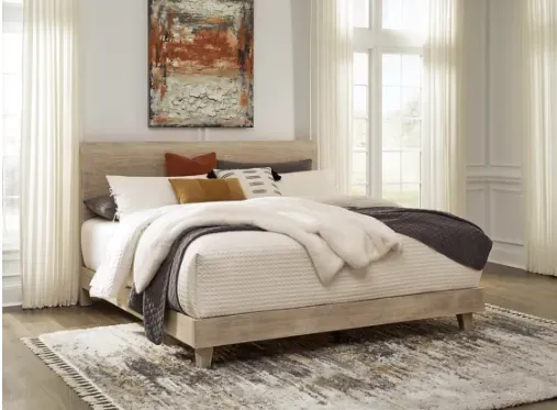 A platform bed featured in a modern bedroom 