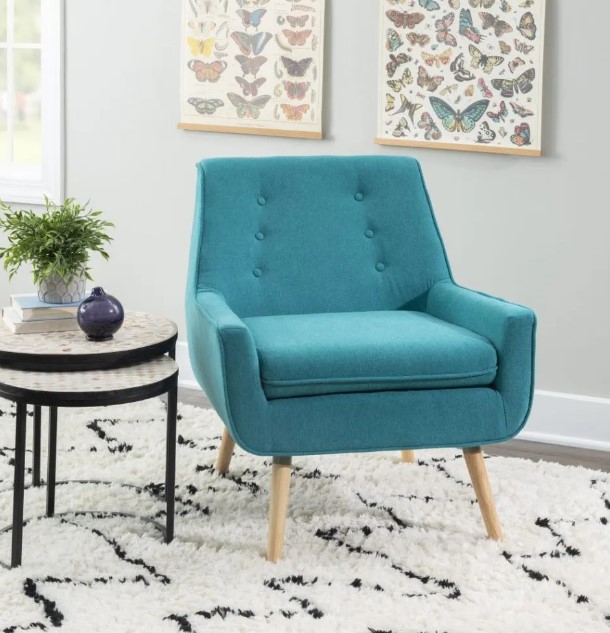 Linon Trelis Bright Blue Accent Chair