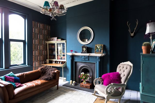 Front view of a maximalist living room